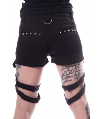 Women Gothic Shorts Black Denim Badass Babes Sexy Mini Shorts